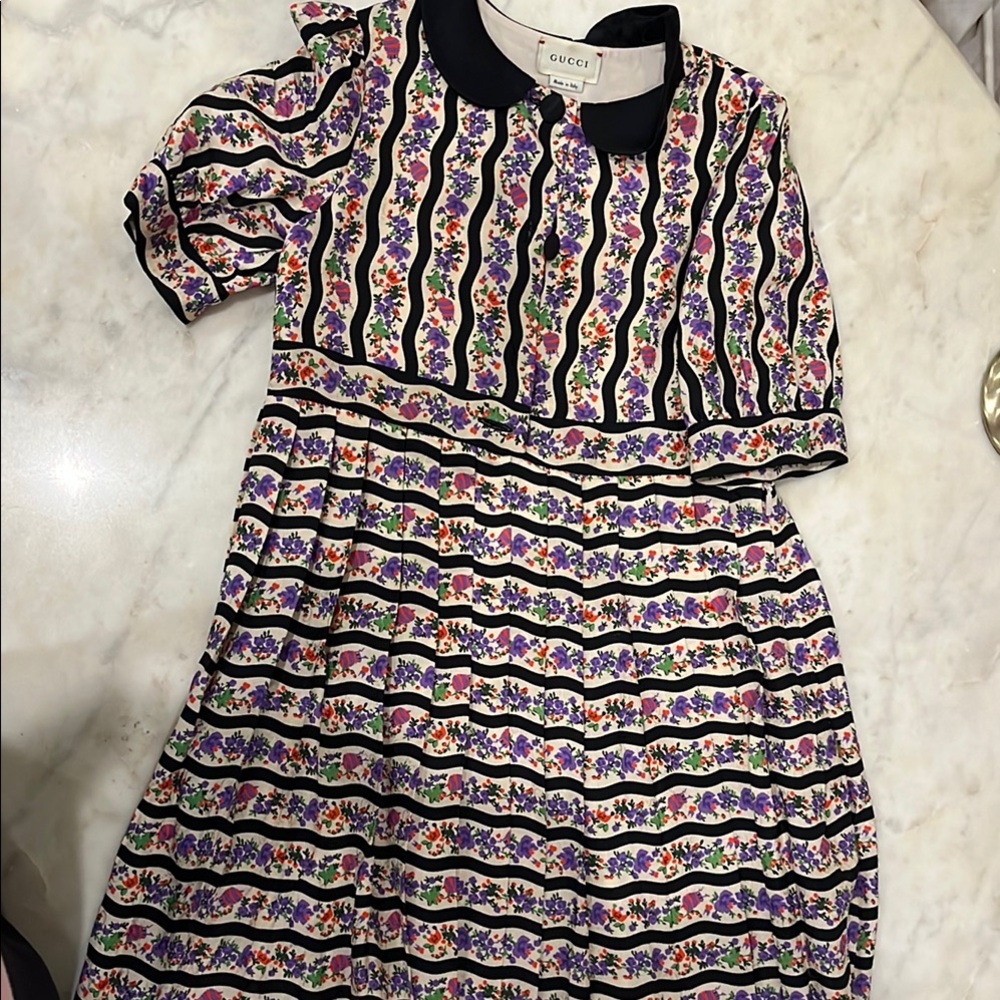 Gucci Black and White A-Line Dress with Peter Pan Collar